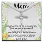 To My Amazing Mom Necklace From Son Little Boy You Taught Me Right Mom Birthday Gift For Her Mother's Day Necklace (1) Mother's Day CZ Cross Necklace