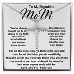 To My Beautiful Mom Necklace The Best Mom Anyone Could Wish For, Mother's Day Gift Necklace Mother's Day CZ Cross Necklace