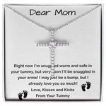 Mom Necklace, Mom To Be Necklace, Pregnancy Gift For Mom To Be, Mommy Present From Unborn Baby, Gift For Expecting Moms Mother's Day CZ Cross Necklace