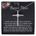 To My Bonus Mom Necklace, Thank You For Everything Mother's Day Gift For Mom Mother's Day CZ Cross Necklace