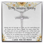 Mommy Necklace, To My Amazing Mommy Gift Necklace, 1st Mother’s Day Present For New Mom From New Born Baby, Sentimental Gift From Baby To Mom, New Mommy Gift Mother's Day CZ Cross Necklace