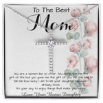 To Mom - From Bonus Daughter - Woman Like No Other Mother's Day Necklace Mother's Day CZ Cross Necklace