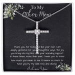 Bonus Mom Necklace, Gift To My Other Mother Necklace, Gift For Bonus Mom Second Mom Mother's Day CZ Cross Necklace