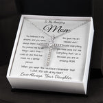 Mom Necklace - Gift for Mom from Daughter, Mother's Day Gift Mother's Day CZ Cross Necklace