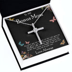 To My Bonus Mom Necklace Love Always Greatest Mother's Day Gift Necklace Mother's Day CZ Cross Necklace