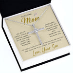 To My Loving Mom Necklace You Are Important To Me Gift For Her Mother's Day Mother's Day Necklace Mother's Day CZ Cross Necklace