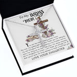Mom Necklace Gift, To My Badass Mom Necklace, Funny Gift For Mom On Mother's Day Necklace Mother's Day CZ Cross Necklace