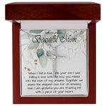 Boyfriend’s Mom Necklace, Gift For Boyfriend’s Mom, To My Boyfriends Mom Necklace Mother's Day CZ Cross Necklace