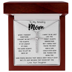 To My Amazing Mom Necklace From Son Little Boy You Taught Me Right Mom Birthday Gift For Her Mother's Day Necklace Mother's Day CZ Cross Necklace