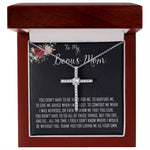 To My Bonus Mom Necklace, Thank You For Everything Mother's Day Gift For Mom Mother's Day CZ Cross Necklace