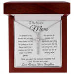 Mom Necklace - Gift for Mom from Daughter, Mother's Day Gift Mother's Day CZ Cross Necklace