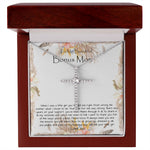 Bonus Mom Necklace, To My Beautiful Bonus Mom On My Wedding Day Necklace, Gift For Stepmother Of The Groom Gift Mother's Day CZ Cross Necklace