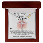 Mom Necklace Gift, To My Loving Mom Necklace, You Held Me When Times were Tough, You are My Rock Mother's Day CZ Cross Necklace