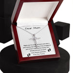 Mom Necklace, Mom To Be Necklace, Pregnancy Gift For Mom To Be, Mommy Present From Unborn Baby, Gift For Expecting Moms Mother's Day CZ Cross Necklace
