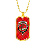 Burnett Modern Scottish Clan Tartan Military Necklace, Tartan Military Dog Tag Necklace Jewelry, Personalized Dog Tag, Custom Military Dog Tags, Personalized Dog Tags For Humans