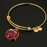 Scotstee Shop - Cameron Of Lochiel Modern Clan Scotland Tartan Plaid Charm Circle Bangle Bracelet Jewelry Gift  For Women