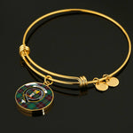 Scotstee Shop - Chisholm Hunting Ancient Clan Scotland Tartan Plaid Charm Circle Bangle Bracelet Jewelry Gift  For Women