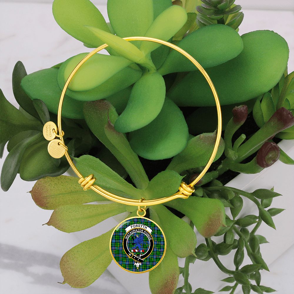 Scotstee Shop Jewelry Forsyth Clan Scotland Tartan Plaid Charm Circle Bangle Bracelet Jewelry Gift  For Women