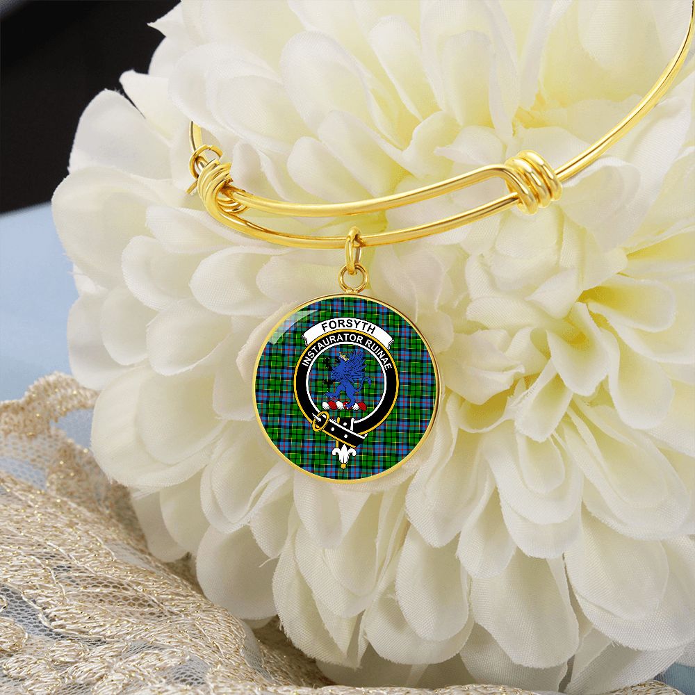 Scotstee Shop Jewelry Forsyth Clan Scotland Tartan Plaid Charm Circle Bangle Bracelet Jewelry Gift  For Women