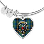 Scotstee Shop - Scotstee Shop Colquhoun Ancient Clan Scotland Tartan Plaid Charm Bracelet Bangle Heart Jewelry Gift For Women