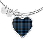 Scotstee Shop - Scotstee Shop Clergy Blue Clan Scotland Tartan Plaid Charm Bracelet Bangle Heart Jewelry Gift For Women