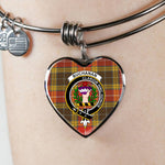 Scotstee Shop - Scotstee Shop Buchanan Old Set Weathered Clan Scotland Tartan Plaid Charm Bracelet Bangle Heart Jewelry Gift For Women