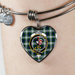 Scotstee Shop - Scotstee Shop Blackwatch Blue Modern Clan Scotland Tartan Plaid Charm Bracelet Bangle Heart Jewelry Gift For Women