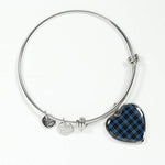 Scotstee Shop - Scotstee Shop Clergy Blue Clan Scotland Tartan Plaid Charm Bracelet Bangle Heart Jewelry Gift For Women