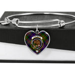 Scotstee Shop - Scotstee Shop Chalmers Clan Scotland Tartan Plaid Charm Bracelet Bangle Heart Jewelry Gift For Women