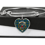 Scotstee Shop - Scotstee Shop Colquhoun Ancient Clan Scotland Tartan Plaid Charm Bracelet Bangle Heart Jewelry Gift For Women