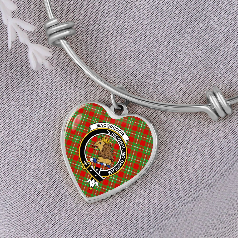 Scotstee Shop - Scotstee Shop Jewelry MacGregor Clan Scotland Tartan Plaid Charm Bracelet Bangle Heart Jewelry Gift For Women
