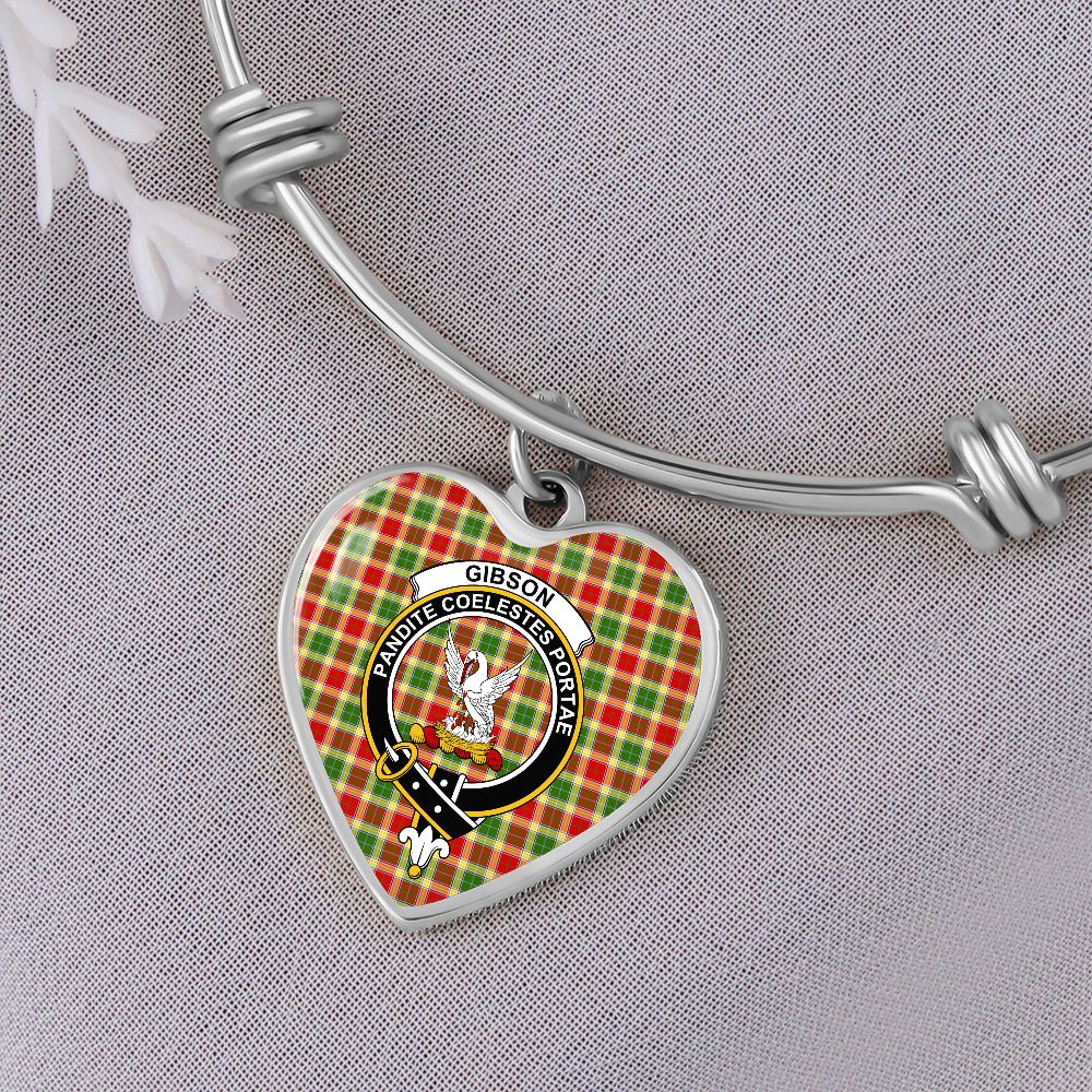 Scotstee Shop - Scotstee Shop Gibson Clan Scotland Tartan Plaid Charm Bracelet Bangle Heart Jewelry Gift For Women, Christmas Gift Jewelry