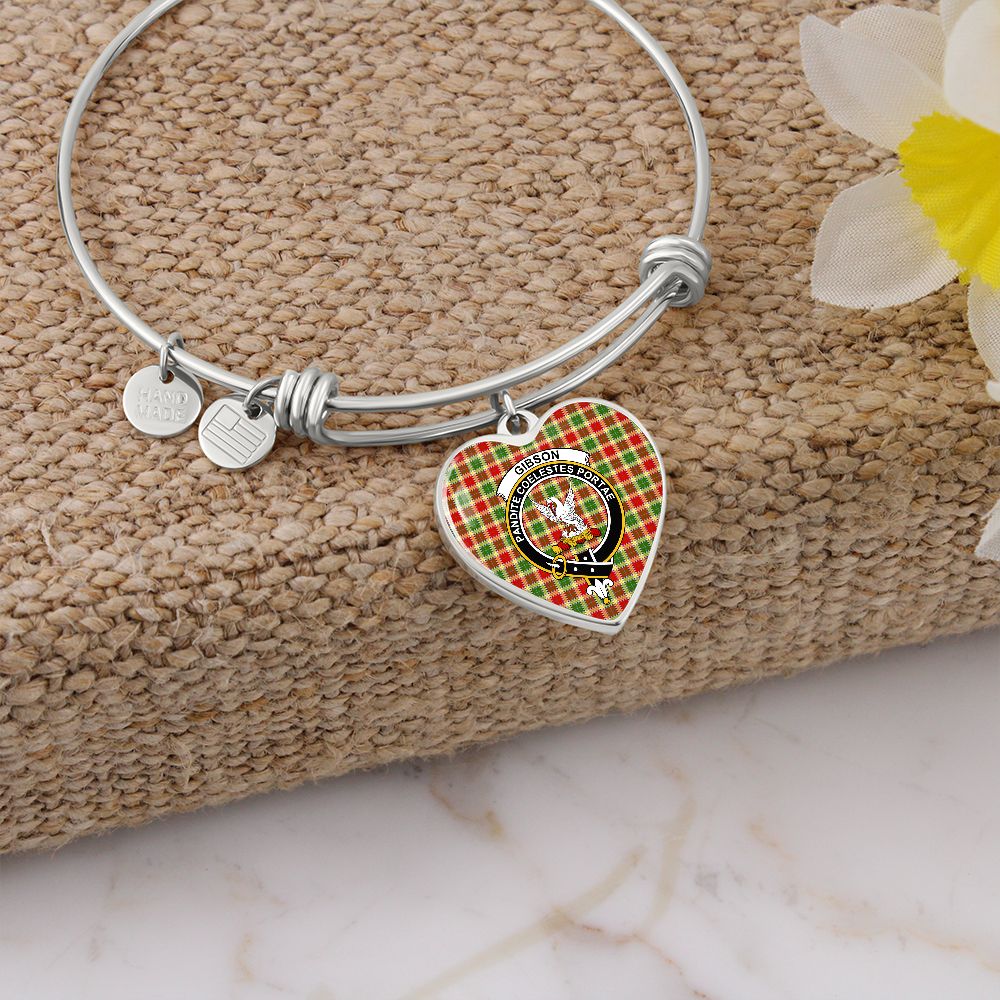 Scotstee Shop - Scotstee Shop Gibson Clan Scotland Tartan Plaid Charm Bracelet Bangle Heart Jewelry Gift For Women, Christmas Gift Jewelry