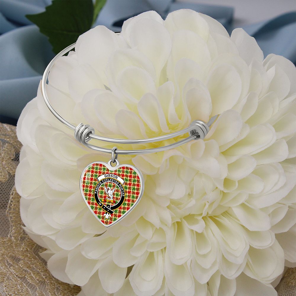 Scotstee Shop - Scotstee Shop Gibson Clan Scotland Tartan Plaid Charm Bracelet Bangle Heart Jewelry Gift For Women, Christmas Gift Jewelry