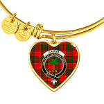 Scotstee Shop - Scotstee Shop Cairns Red Clan Scotland Tartan Plaid Charm Bracelet Bangle Heart Jewelry Gift For Women