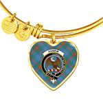 Scotstee Shop - Scotstee Shop Agnew Ancient Clan Scotland Tartan Plaid Charm Bracelet Bangle Heart Jewelry Gift For Women