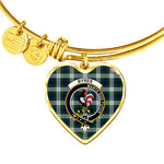 Scotstee Shop - Scotstee Shop Blackwatch Blue Modern Clan Scotland Tartan Plaid Charm Bracelet Bangle Heart Jewelry Gift For Women