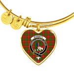 Scotstee Shop - Scotstee Shop Burnett Clan Scotland Tartan Plaid Charm Bracelet Bangle Heart Jewelry Gift For Women