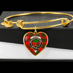 Scotstee Shop - Scotstee Shop Cairns Red Clan Scotland Tartan Plaid Charm Bracelet Bangle Heart Jewelry Gift For Women