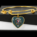 Scotstee Shop - Scotstee Shop Cockburn Clan Scotland Tartan Plaid Charm Bracelet Bangle Heart Jewelry Gift For Women