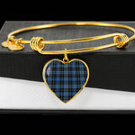 Scotstee Shop - Scotstee Shop Clergy Blue Clan Scotland Tartan Plaid Charm Bracelet Bangle Heart Jewelry Gift For Women