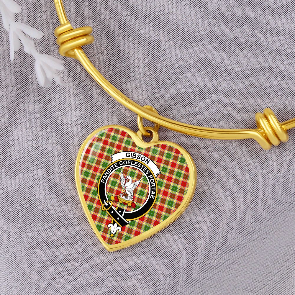 Scotstee Shop - Scotstee Shop Gibson Clan Scotland Tartan Plaid Charm Bracelet Bangle Heart Jewelry Gift For Women, Christmas Gift Jewelry