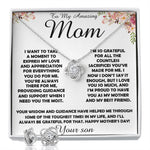 To my Amazing Mom Gift From Son Mother's Day Necklace Mother's Day Love Knot Necklace