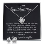 To My Beautiful Mom Necklace, Thank You For Never Ending Love From Daughter, Necklace Gift For Mom Mother's Day Love Knot Necklace