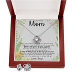 To My Amazing Mom Necklace From Son Little Boy You Taught Me Right Mom Birthday Gift For Her Mother's Day Necklace (1) Mother's Day Love Knot Necklace