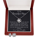 To My Beautiful Mom Necklace, Thank You For Never Ending Love From Daughter, Necklace Gift For Mom Mother's Day Love Knot Necklace