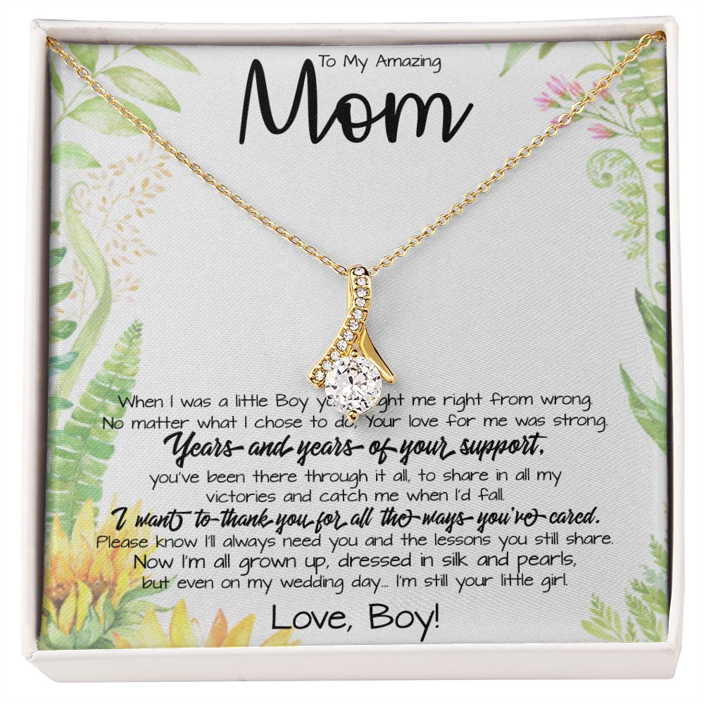 To My Amazing Mom Necklace From Son Little Boy You Taught Me Right Mom Birthday Gift For Her Mother's Day Necklace (1) Mother's Day Alluring Beautiful Necklace