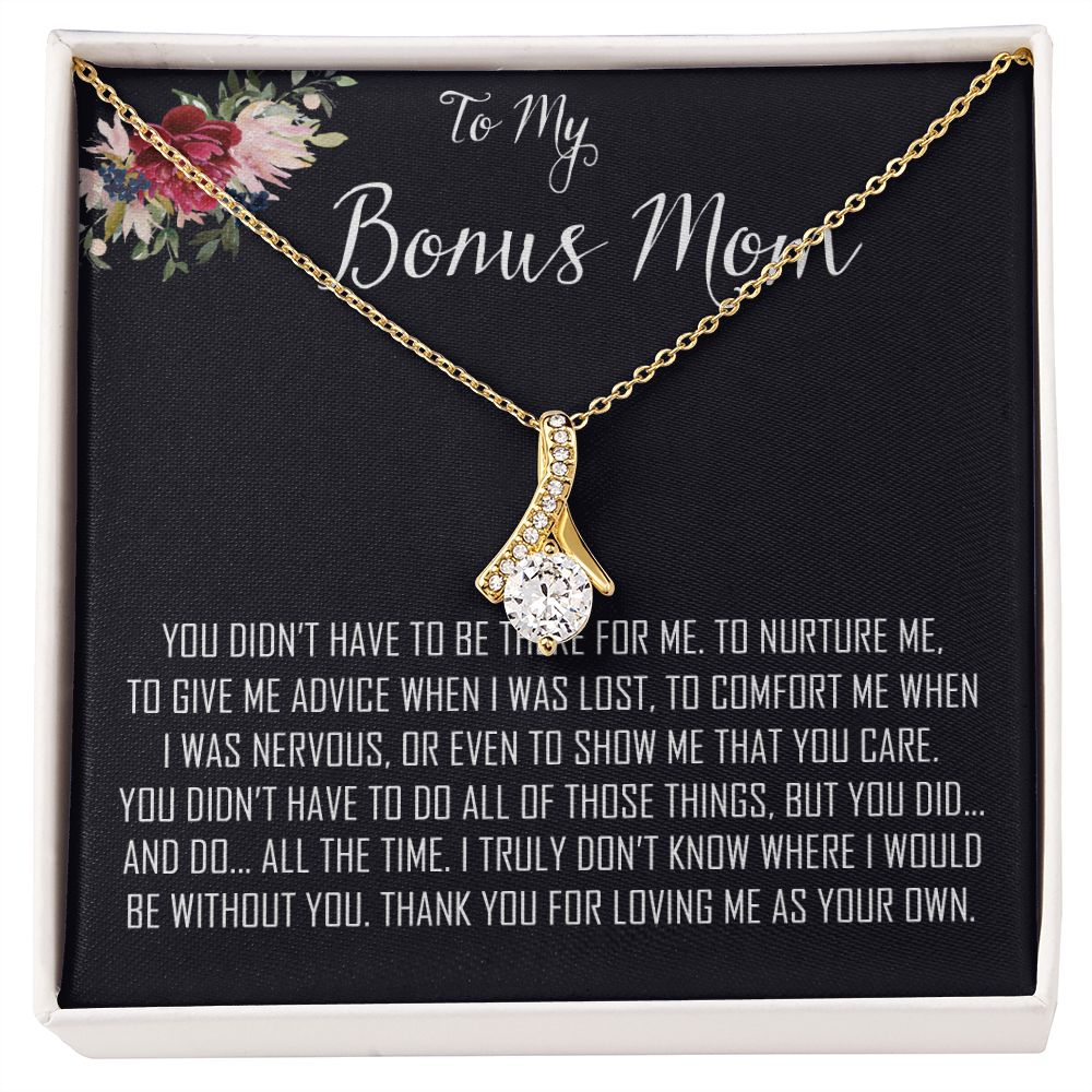 To My Bonus Mom Necklace, Thank You For Everything Mother's Day Gift For Mom Mother's Day Alluring Beautiful Necklace