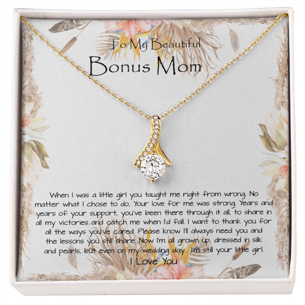 Bonus Mom Necklace, To My Beautiful Bonus Mom On My Wedding Day Necklace, Gift For Stepmother Of The Groom Gift Mother's Day Alluring Beautiful Necklace