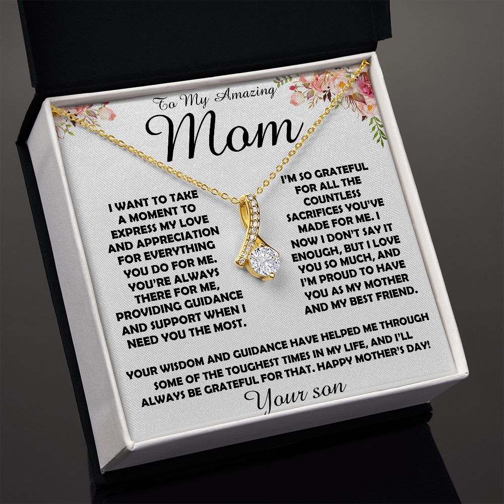 To my Amazing Mom Gift From Son Mother's Day Necklace, Mother's Day Alluring Beautiful Necklace